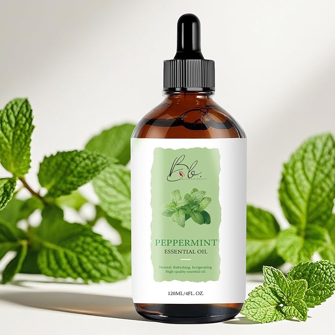 Peppermint Essential Oil Blend (120ml) Peppermint, Mentha Haplocalyx & Rosehip Oil Aromatherapy Oil for Diffuser, Massage, Spa, Hair & Skin Refreshing Scented Oil with Dropper