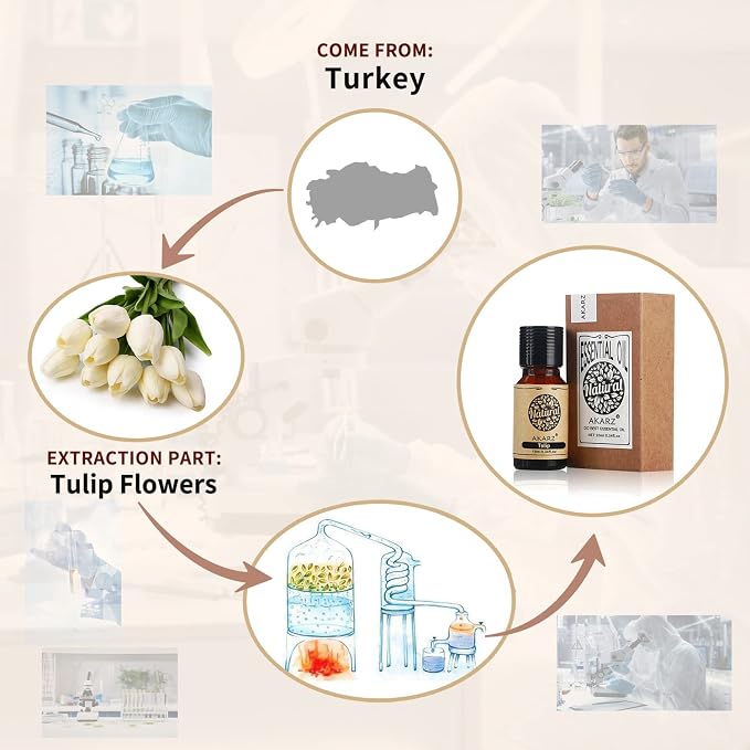 AKARZ Tulip Essential Oil Natural Organic Pure Tulip Oil for Skin Body Hair Care, Candle,Soap,Making, DIY,Massage Aroma 0.34 Fl Oz (10ml)