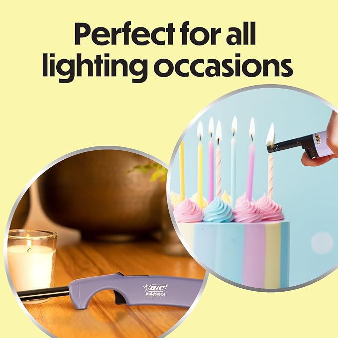 BIC EZ Reach Pastel Lighters, Reliable and Safe Candle Lighter, 6-Pack