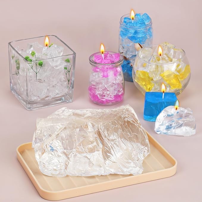 Blingfun Gel Wax for Candle Making with 4 pcs Jelly Wax,50pcs Candle Wicks & 50pcs Stickers Candle Wax for Candle Making,Handcraft Scented Candles Supplies