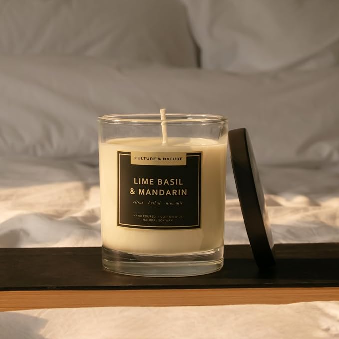 CULTURE & NATURE Natural Soy Wax Candle 7oz Lime Basil & Mandarin Scented