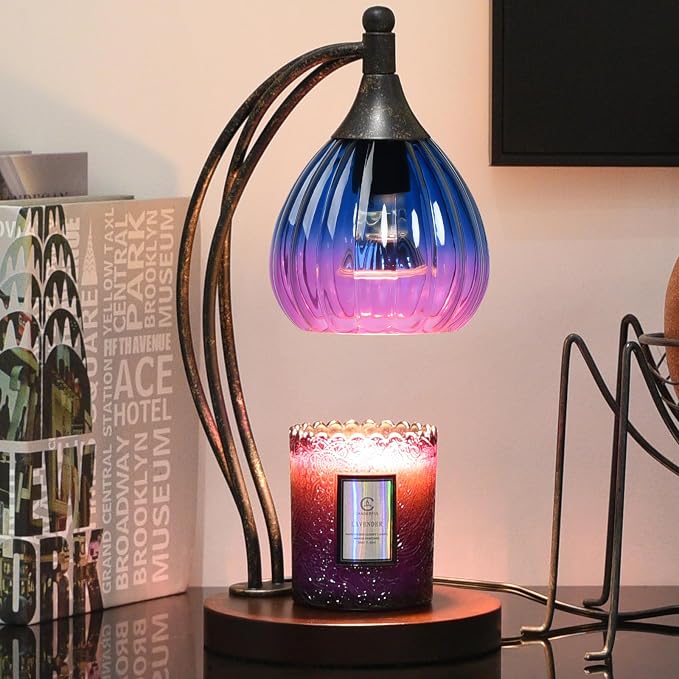 Candle Warmer Lamp with Timer Dimmer - Electric Candle Warmer Light Wax Warmer for Jar Candles - Candle Lamp Warmer Unique Gifts for Women Mom House Warming Gifts New Home Decor Blue Purple Gradient