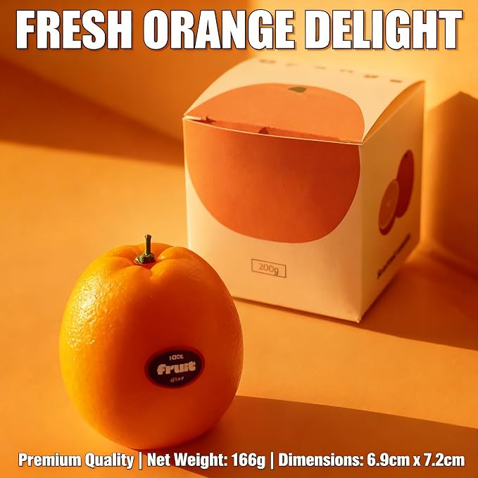 Orange-Shaped Scented Candle,160G Realistic Fruit Design,Citrus Essential Oil,Natural Soy Wax Aroma Decorative Candle for Table Photo Prop Birthday,Perfect for Kitchen Decor & Joyful Gifting (Orange)