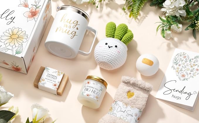 Self Care Get Well Soon Gifts Basket for Women, Birthday Gifts for Women Spa Care Package, Thinking of You Inspirational Sympathy Gift Basket, Unique Christmas Gift Set for Mom Her Grandma Sister Wife