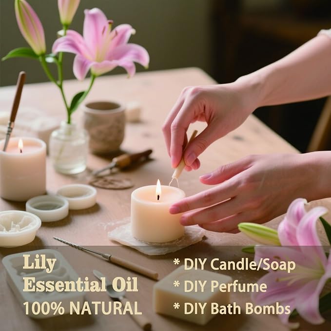 Lily Essential Oil – Lily Fragrance Oil for Diffuser, Humidifier, DIY Candle, Soap, Floral Scent, Home, Gift Ready – MLYNKL (4.33 fl oz / 130ml)