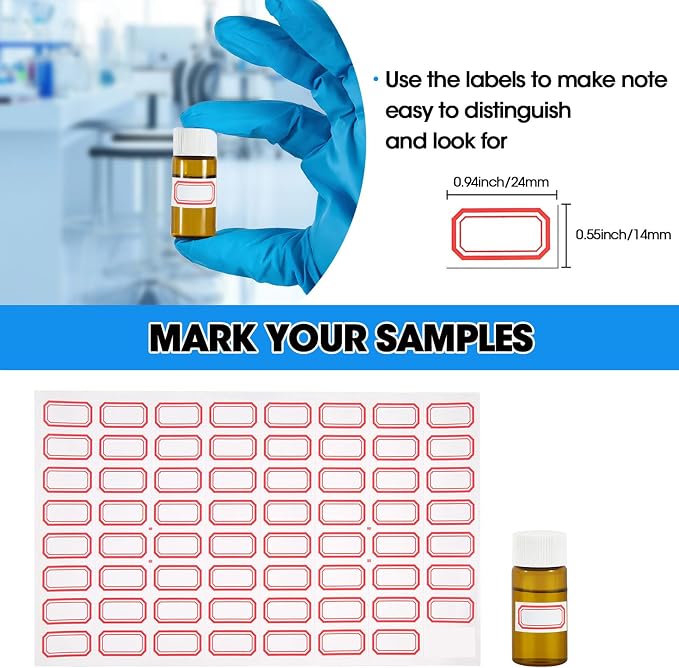 50PCS 10ml Amber Glass Vials with White Screw Caps and Plastic Stoppers, Leak-Proof Small Liquid Sample Bottles for Essential Oils, Perfumes, Reagents