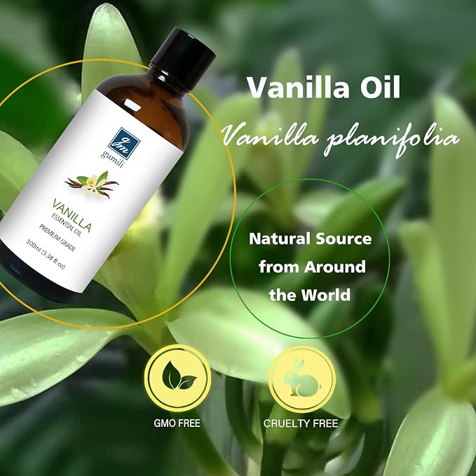 GM Gumili Vanilla Essential Oil 200ML, Natural Vanilla Oil Scented Oils for Aromatherapy & Diffuser-100ML(Pack of 2)