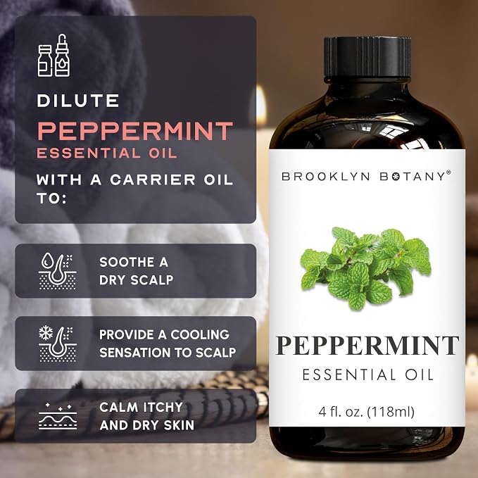Brooklyn Botany Peppermint & Lavender Essential Oils – 4 Fl Oz (Pack of 2) – 100% Pure & Natural – Premium Grade Aromatherapy Oils – Stress & Focus Blend