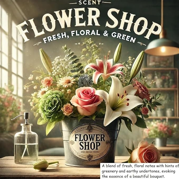 Flower Shop Aromatherapy Candle 12 oz | 100% All-Natural Soy Wax & Essential Oil Infused | 40+ Hour Burn Time | Pet Safe + Smoke Odor Eliminating | Handmade in U.S.A. | Non-Toxic Candles