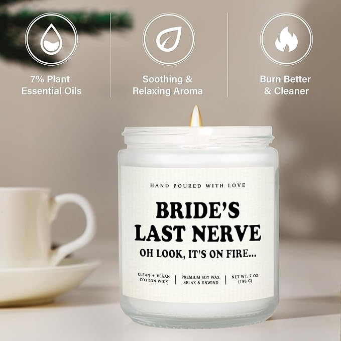 Niyewsor Funny Bride Gifts, Bridal Shower&Bachelorette Gifts for Bride, Handmade Lavender Scented Candle, Brides to Be, Engagement, Wedding Gift, 7oz, Soy Wax