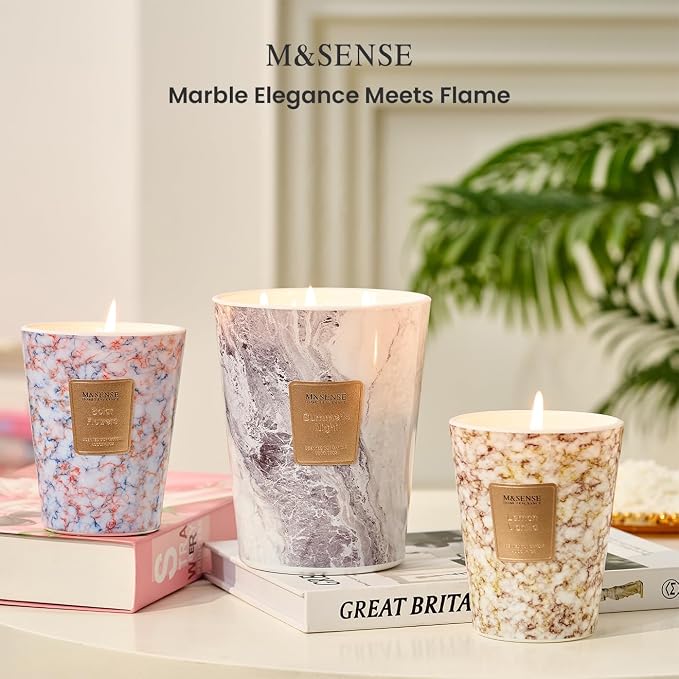 M&SENSE Extra Large Candle 35oz 150H Sugared Lemon Zest Scented Candle, 3 Wick Highly Scented Jar Candle, XL Candles Gift for Stress Relief, Meditation, Yoga