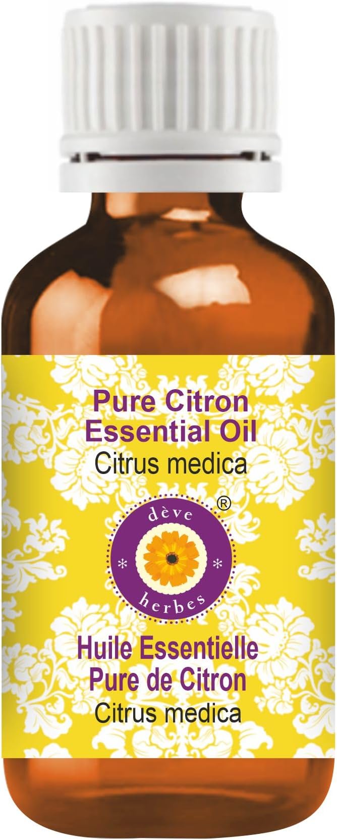 Deve Herbes Pure Citron Essential Oil (Citrus Medica) Steam Distilled 100ml (3.38 oz)
