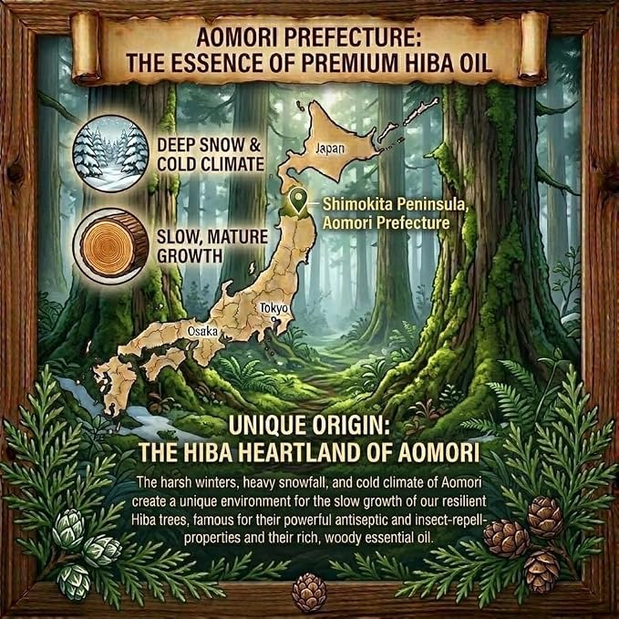 Premium Japanese Essential Oil Set - 100% Pure Hinoki & Yuzu & Hiba Oils for Diffuser & Aromatherapy - Steam Distilled, Produced in Japan - 3 Pack (5ml Each)