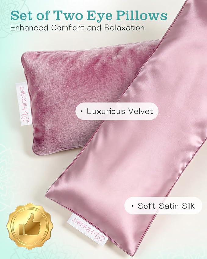 Weighted Eye Mask for Sleep, Yoga, Meditation, Lavender Eye Pillow Heated for Headache, Sinus, Dry Eyes Relief, Moist Heat Mask Purple Relaxation Gifts for Women (Pinkx2)