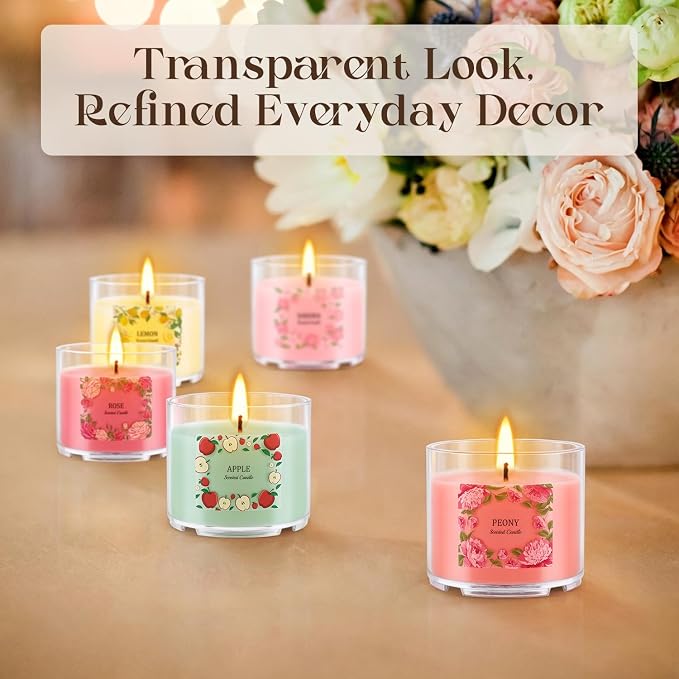 24 Pack Scented Candles Set, 2oz Soy Wax Acrylic Tea Lights with 12 Assorted Fragrances, Long Lasting Aromatherapy Candles for Home Decor, Gift Ready for Christmas Birthday Housewarming