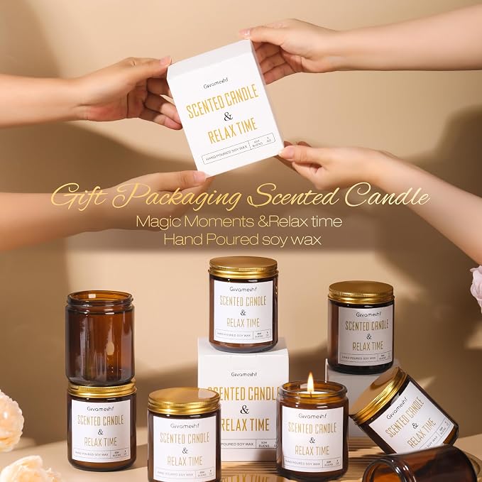 GIVAMEIHF Lavender Scented Candle 9 oz, Fall Candles,Natural Soy Wax Candles, Autumn Gifts Set for Women,Jar Scented Candle with up to 50 Hour Burn Time, Relaxing Home Fragrance for Home