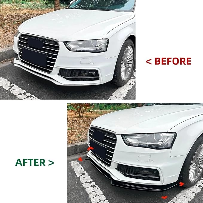 Car Front Bumper Lip Splitter For Audi A4 S-Line S4 B8.5 2012-2015 Glossy Black 3Pcs Spoiler Diffuser Body Kit