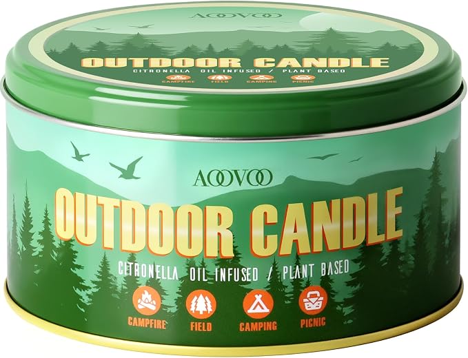 AOOVOO 2 Pack Citronella Candles Outdoor - 3 Wick 24oz Large Camping Candle, Natural Essential Oil Soy Wax Non Toxic, Strong Scented Candles for Outside Backyard Garden Picnic