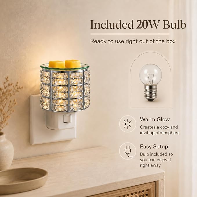 MeplLivs Warmers Pluggable Fragrance Warmer- Decorative Plug-in for Warming Scented Candle (Silver)