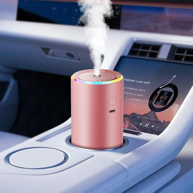 Car Air Freshener, Smart Car Air Fresheners Diffuser with 100ml Fragrance, Long Lasting Lasts 6 Months, RGB Music Syncing Light, Auto On/Off, 5 Adjustable Car Aroma Diffuser for Women, Vanilla Cream