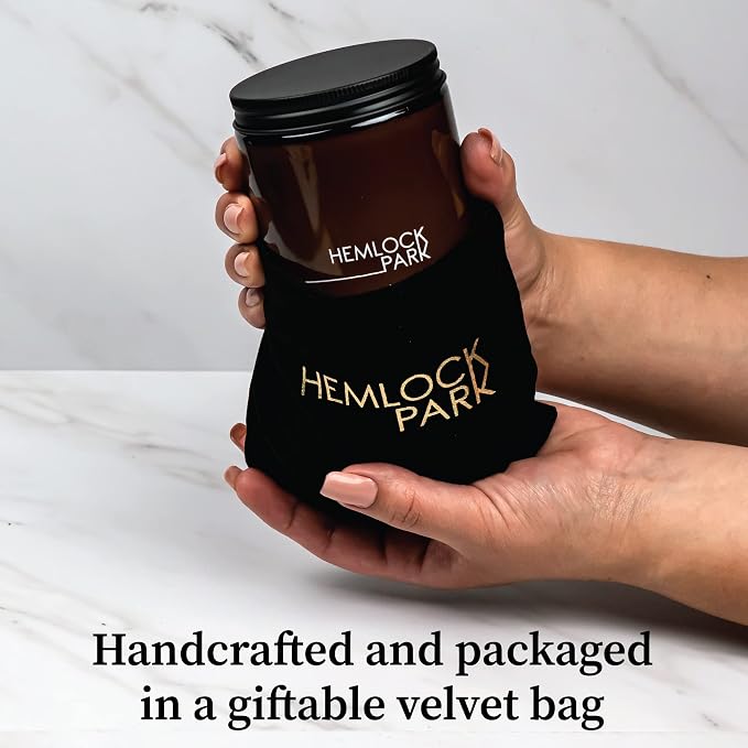 Hemlock Park Eucalyptus Mint Apothecary Scented Candle | Crackling Wood Wick, Botanical Fragrance & Coconut Apricot Wax | Up to 60 Hour Burn Time | 8 oz | Made in USA