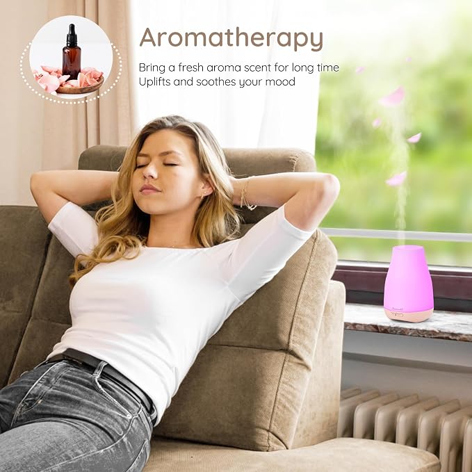 Homeweeks Diffusers, 100ml Colorful Essential Oil Diffuser with Adjustable Mist Mode,Auto Off Aroma for Bedroom/Office/Trip (100 ML 1 Pack)