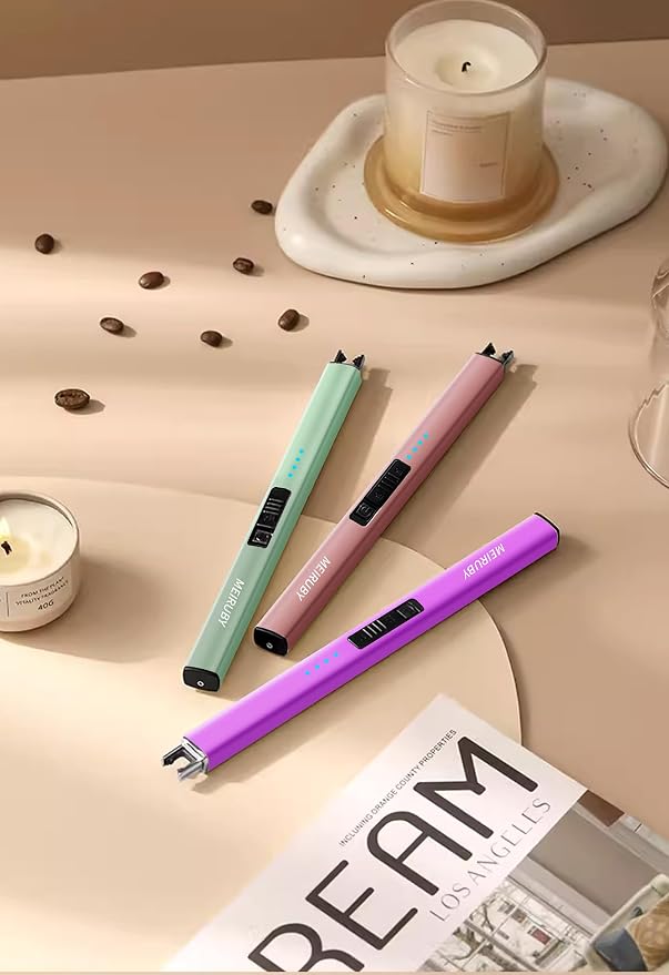 MEIRUBY Lighter Electric Candle Lighter, Birthday for Women Men Mom Wife Sister, Rechargeable USB Arc Lighters for Candle Camping BBQ