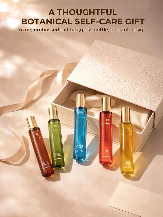 Essential Oil Roll-On Ritual Duo for Vital Energy & Fresh Clarity, Botanical Aromatherapy Gift Set with Fire and Metal Blends, 2 x 15ml