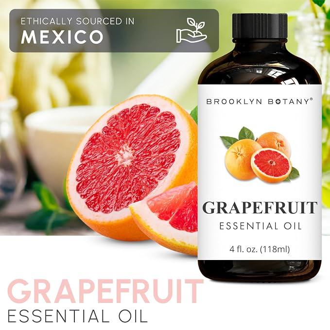 Brooklyn Botany Grapefruit & Cedarwood Essential Oils – 4 Fl Oz (Pack of 2) – 100% Pure & Natural – Refreshing & Grounding Aromatherapy Blend