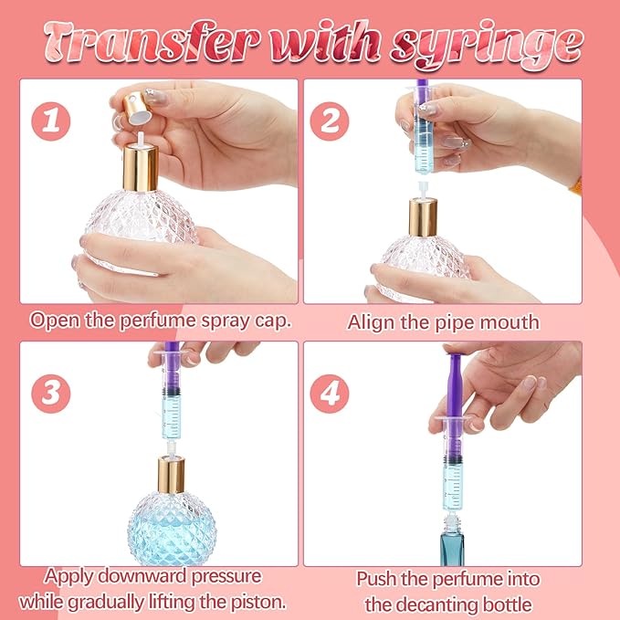 Geiserailie 6 Packs 5ml 10ml Perfume Refill Tools Kit, Perfume Syringe Refill Set with Plastic Tube, Mini Fragrance Transfer Tool for Travel Refillable Liquid, Cologne Fragrance Refilling (Rainbow)
