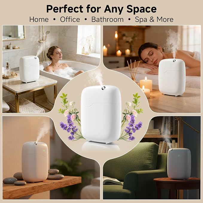 Waterless Essential Oil Diffuser - 3000 Sq.Ft Coverage, Whole-House Scent Diffuser Machine for Aromatherapy, 400ml Capacity, App Control Cold Air Oil Diffusers for Home Hotel Large Room Office Gifts