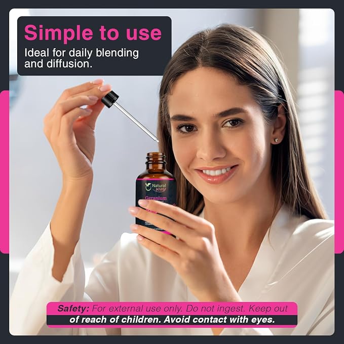 Geranium Essential Oil for Diffusers | Natural Aroma Oil for Home Fragrance, Humidifier & DIY Candle Making, Long Lasting Scent for Office, Bedroom & Soothing Scent 4 Fl Oz (120 mL)