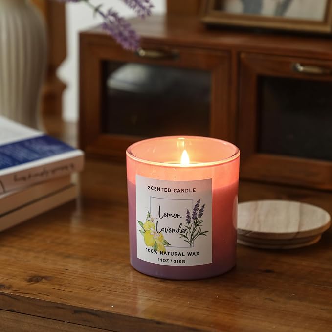 Lavender Candle for Women - Lemon Lavender Scented Candle - Summer Candles,11oz Soy Candles for Home Scented, Birthday Gifts Candle for Women Men