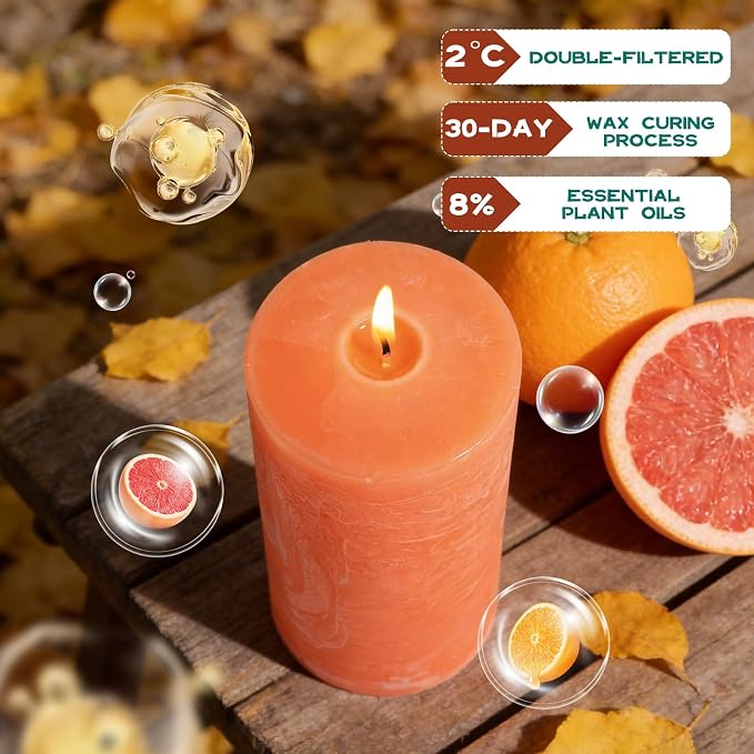 Fruity Scented Pillar Candle - 2.8x6 Inch, 75-Hour Burn, Pineapple & Grapefruit Luxury Aromatherapy Candle, Sweet Fruit Scent Pillar Candles for Home, Natural Fragrance Candle for Air Purify