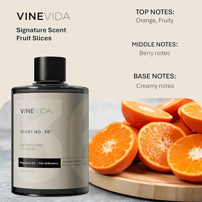 VINEVIDA [16 Fl Oz] Fruit Slices Fragrance Oil for Cold Air Diffusers, Essential Oils for Diffuser Oil Refill & Air Freshener Room Spray