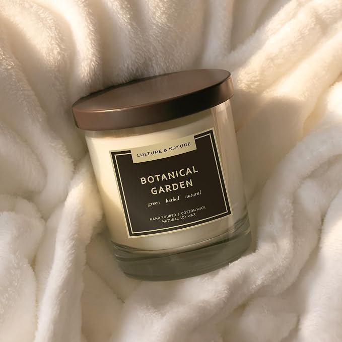 CULTURE & NATURE Natural Soy Wax Candle 7oz Botanical Garden Scented