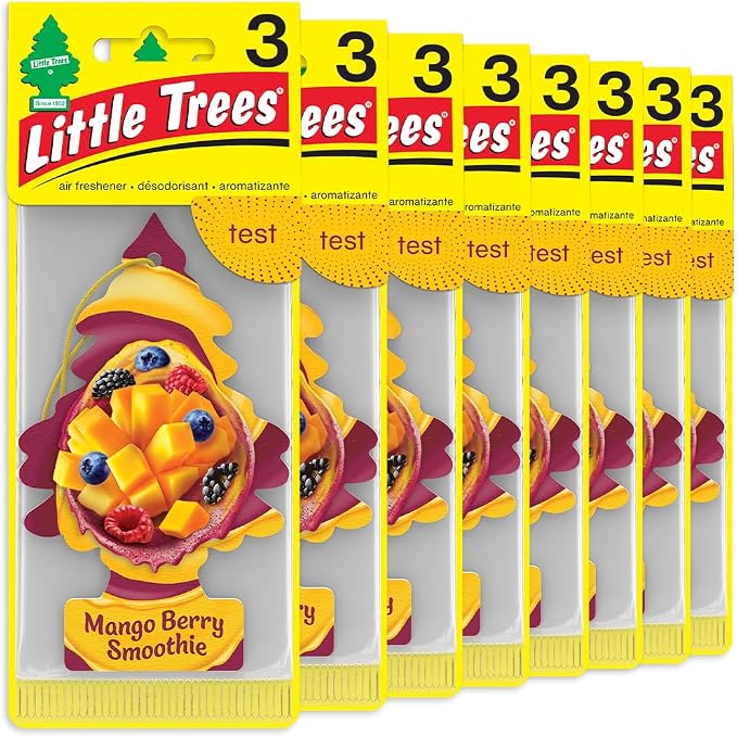 Little Trees Car Air Freshener | Hanging Tree Provides Long Lasting Scent for Auto and Home | Mango Berry Smoothie, 24 Air Fresheners