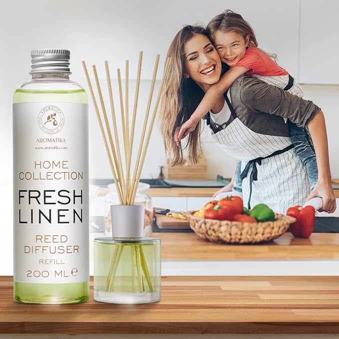 Reed Diffuser Refill Fresh Linen 6.8 Fl Oz (200ml) - Room Diffuser Refill - Home Fragrance - Scented Diffuser - Fresh Aroma - Room Fragrance - Scented Diffuser
