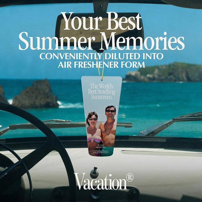 Vacation Car Air Freshener, Pack of 3 - Hanging Air Freshener for Car, Home and Office, Vacation by Vacation Sunscreen Signature Scent, Long-Lasting Deodorizer