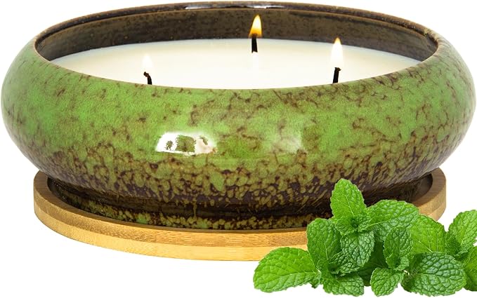 Scented Candles - 3 Wick Large Peppermint Candle for Home Scented, 17 oz Aromatherapy Candle Gifts for Women, Decorative Natural Soy Candles with Long Lasting for Mother's Day Birthday Anniversary