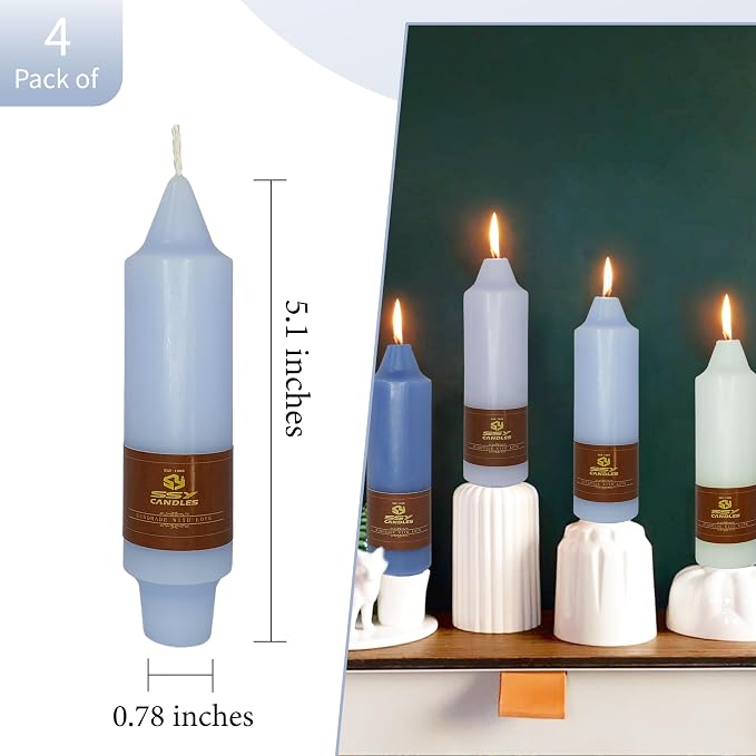 5 Inch Short Taper Candles Gradient Blue 4 PCS Handmade Candle for Dinner Household Wedding Party Home Décor Candlesticks