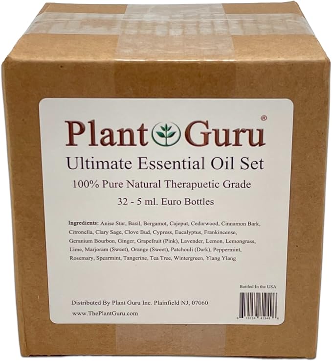 Ultimate Essential Oil Set 32-5 ml 100% Pure Therapeutic Grade for Aromatherapy Diffuser, Skin, Body, Hair. Perfect for DYI Crafts, Soap, Lotion, Cream, Lip Balm and Candle Making.