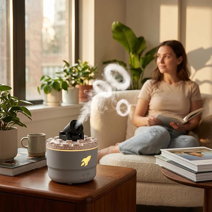 USB Fragrance Diffuser, Ultrasonic Cool Mist Humidifier with 7 Color LED Lights and Auto Shut Off for Home Office Bedroom Car White 300ml