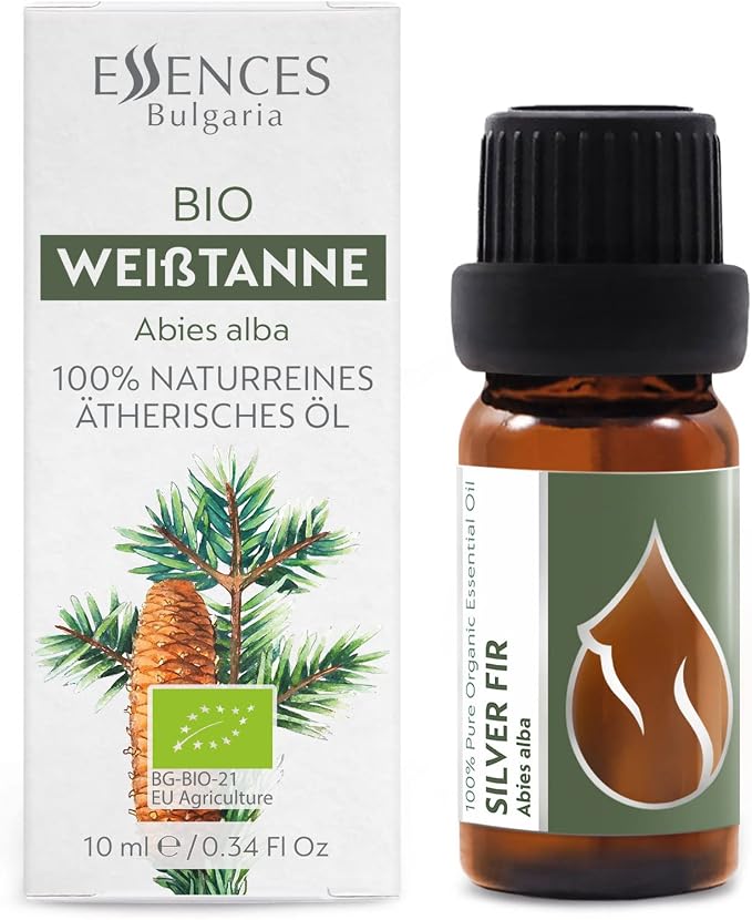 Essences Bulgaria Organic Silver Fir Essential Oil 1/3 Fl Oz | 10ml | Abies alba | 100% Pure and Natural | Undiluted | Therapeutic Grade | Family Owned Farm | Steam-Distilled | Non-GMO | Vegan