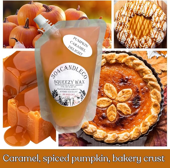 304CandleCo Large Squeeze Soy Wax Melt - 50 SCENTS! - Highly Fragrant & Hand-Crafted - Easy Mix & Match - American Made - Perfect for Wax Warmers (8oz, Pumpkin Caramel Delight)