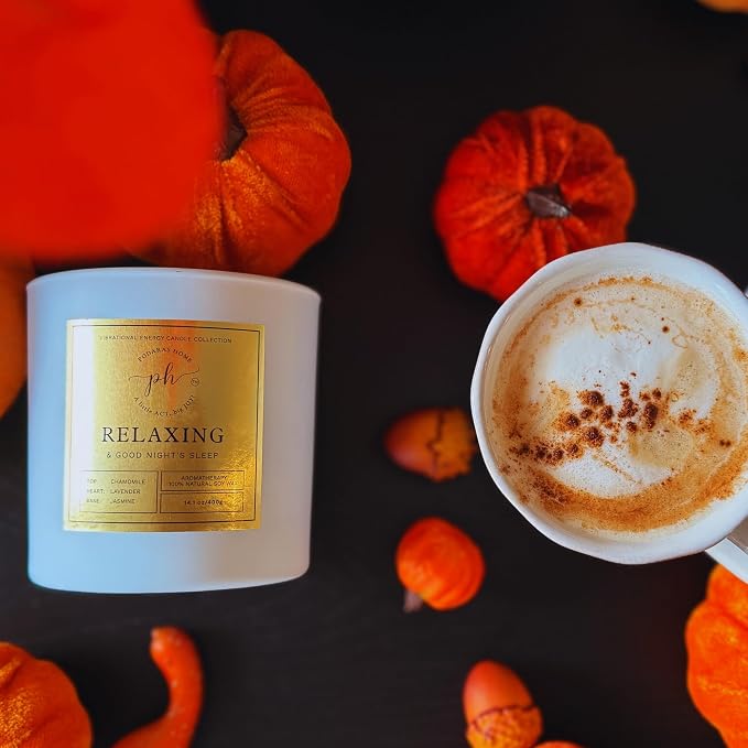 Extra Large Candle – Relaxing & A Good Night’s Sleep | Hand Poured Soy Candle with Chamomile, Lavender & Jasmine | 14.1 0z (400 g) 60 Hours Vegan, Clean Burn | Gift for Sleep & Calm