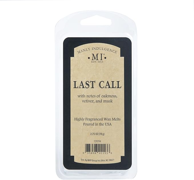 Manly Indulgence Last Call Scented Wax Melts, Wax Melt Warmer Cubes, Long Lasting Scented Wax Warmer Cubes, 4 Pack, 6 Cubes Each - Made in The USA