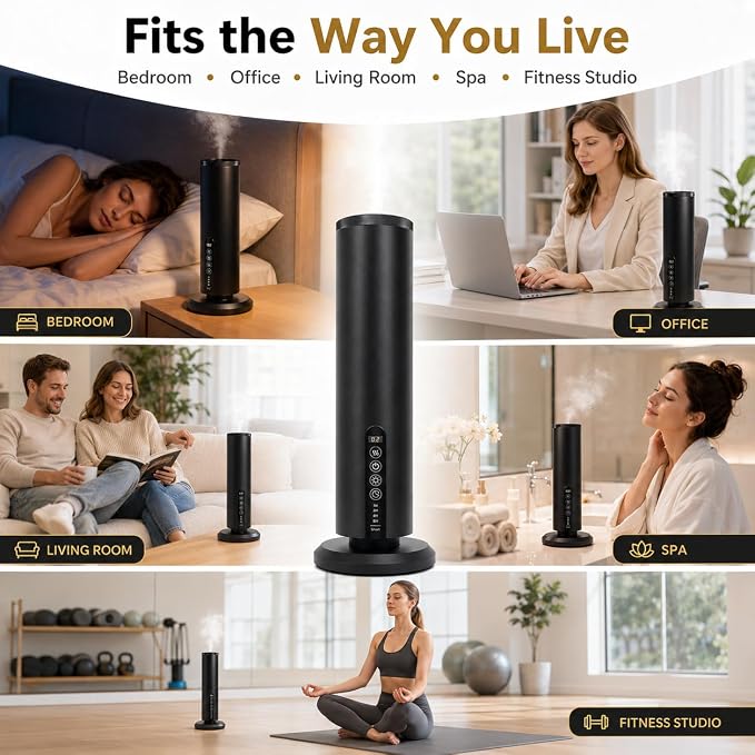 Hotel Waterless Scent Diffuser Starter Kit | 1500 Sq Ft Cold Air Essential Oil Diffuser with Bluetooth | Rechargeable Cordless Portable | Bedroom Office Home Spas | 4 X 20ml Hotel Essential Oil
