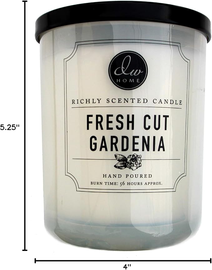 DW Home Fresh Cut Gardenia Scented Candle for Home, 15 oz, Large Double Wick Candle Jar, Up to 56H Burn Time, Luxury Scented Candle for Relaxation, Gifting, Home Decor