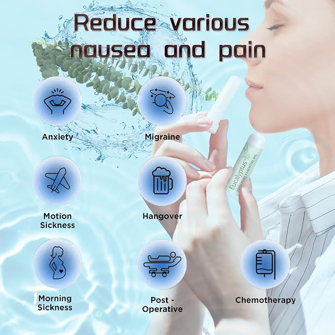 Hion Nausea Relief Inhaler-Mint and Eucalyptus, Natural Essential Oils Inhalers